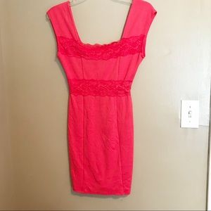 Red dress with lace detail